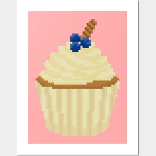 Milk Yellow cupcake pixel art Posters and Art